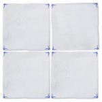 Classic corner motif on Contemporary Classics Chalk White in Rosalind blue