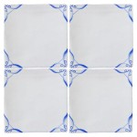 Floral corner motif on Contemporary Classics Chalk White in Rosalind blue