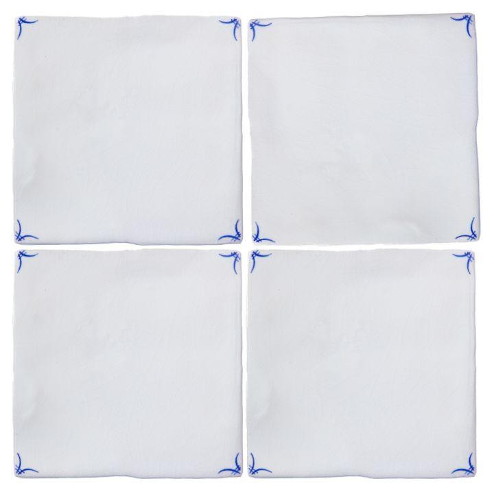 Classic corner motif on Contemporary Classics Chalk White in Rosalind blue