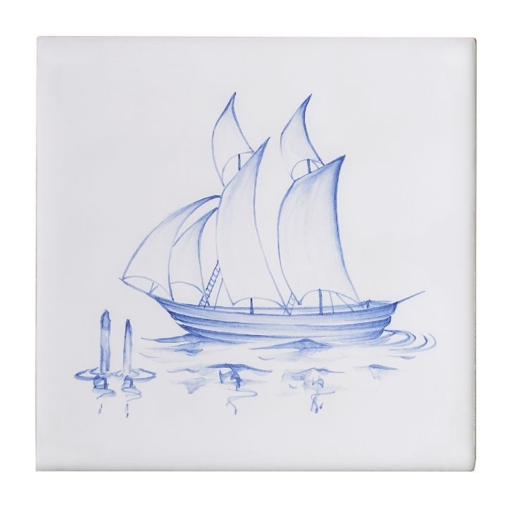Fishing Boat - 11 x 11cm Gloss Glaze, product variant image