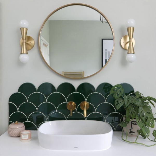 Soho so emerald scallop bathroom sink backsplash