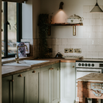 Aged Crackle tiles in the kitchen at Willow Marsh Farm