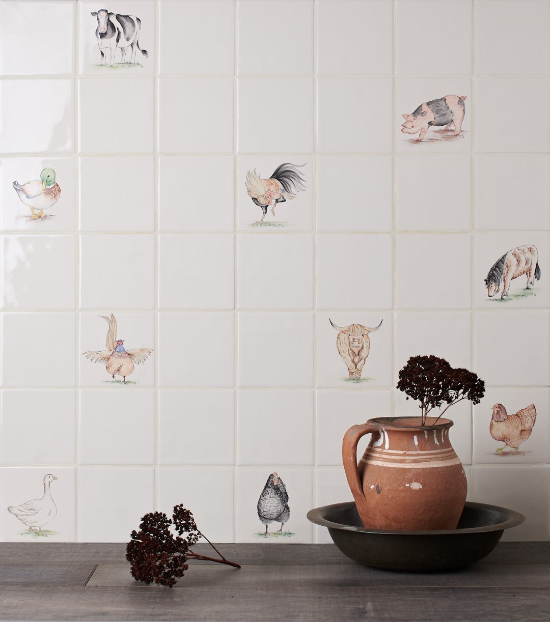 Animals with Attitude Tiles | Hand Painted Wall… | Marlborough Tiles