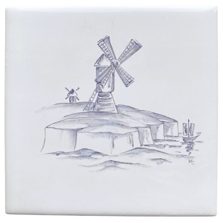 Coastal windmill sylvia white square