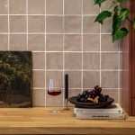Contemporary Classic Field Mouse Brown square wall tiles with white grout