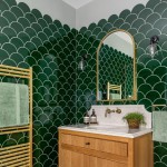 Soho So Emerald green scallop tiles in a bathroom