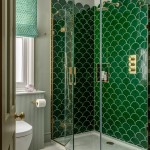 Soho So Emerald green scallop tiles in a shower