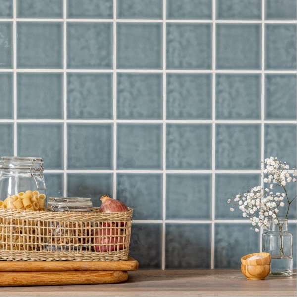 Chroma Regents Blue mid blue square wall tiles