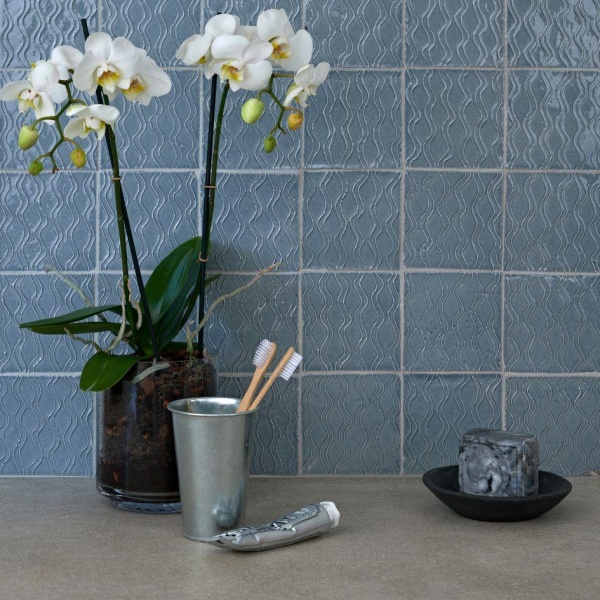 Halcyon Dapple handpiped wall tiles Clara