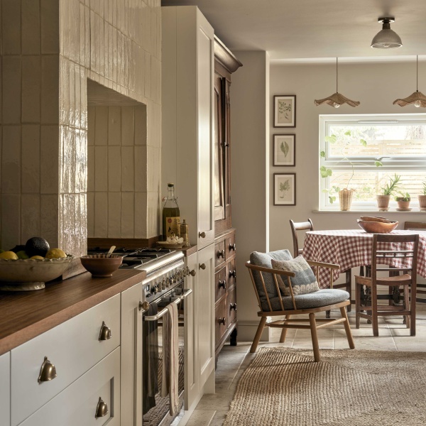 York flag floor tiles in an autumnal kitchen